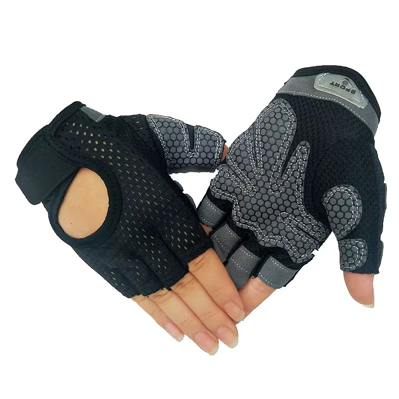 2 Pieces Professional Gym Fitness Gloves Power Weight Lifting Women Men Crossfit Workout Bodybuilding Half Finger Hand Protector